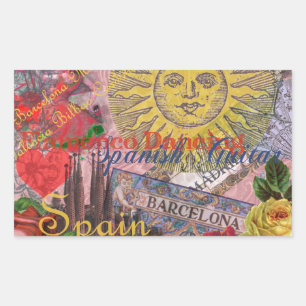 Sticker Rectangulaire Espagne Sunshine Espagnol Travel Art