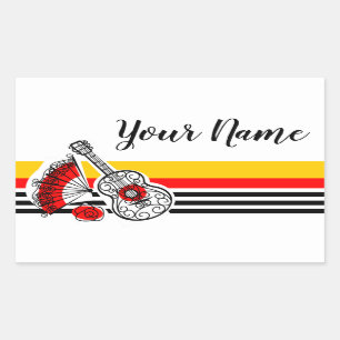 Sticker Rectangulaire Espagnol Souvenirs Classic Stripe Nom rectangle