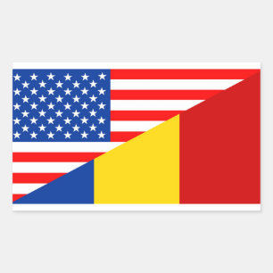 Sticker Rectangulaire etats-unis amérique roumanie demi-drapeau états-un