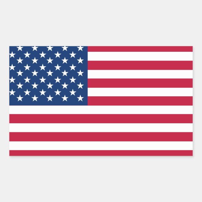 Sticker Rectangulaire États-Unis Drapeau américain étoiles et rayures (Devant)