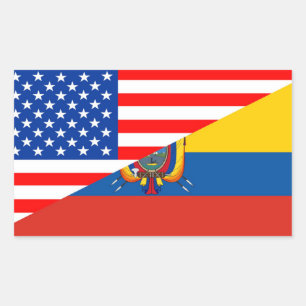 Sticker Rectangulaire etats-unis équateur demi pavillon usa