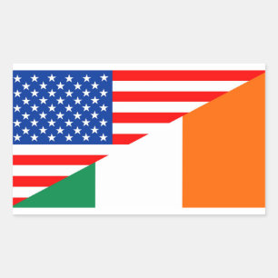 Sticker Rectangulaire etats-unis irlande demi drapeau etat-unis