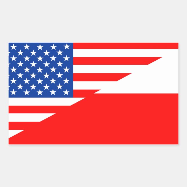 Sticker Rectangulaire etats-unis pologne demi drapeau états-unis (Devant)