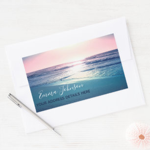 Sticker Rectangulaire Eté Mer coucher de soleil Plage tropicale Photo