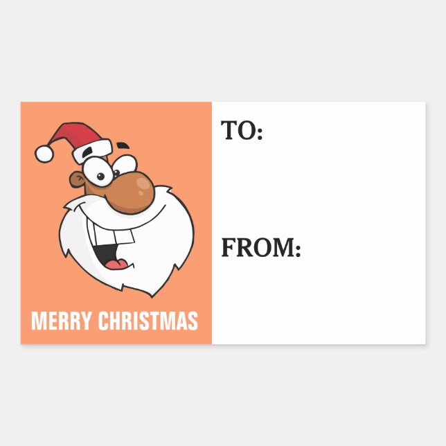 Sticker Rectangulaire Étiquette-cadeau Noir Père Noël (Devant)