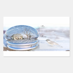 Sticker Rectangulaire Étiquettes-cadeaux de Noël du Globe de Snowflake