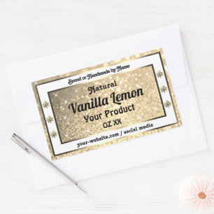 Sticker Rectangulaire Étoiles de Parties scintillant d'or Joyaux étincel