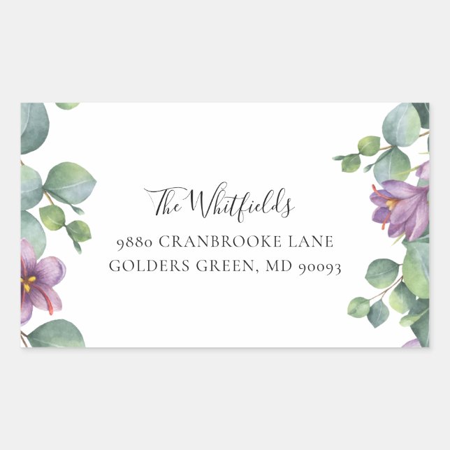 Sticker Rectangulaire Eucalyptus Greenery Bloom Adresse de retour (Devant)