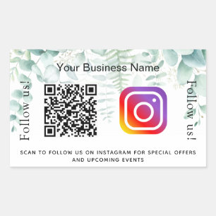 Sticker Rectangulaire Eucalyptus vert entreprise qr code instagram