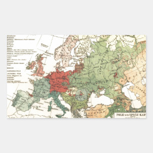 Sticker Rectangulaire Europe Carte Pays Antique Mondiale