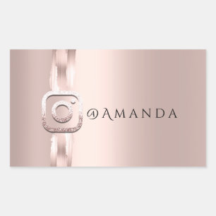 Sticker Rectangulaire Événement Rose de maquillage des médias sociaux Lo