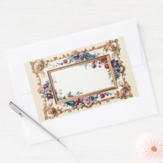 Sticker Rectangulaire Ex-libris de style victorien floral