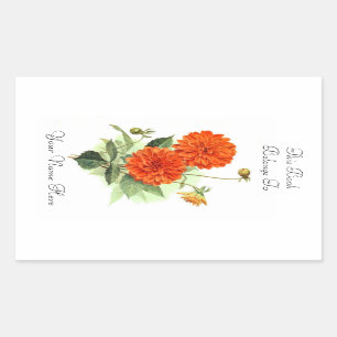 Sticker Rectangulaire Ex-libris floral