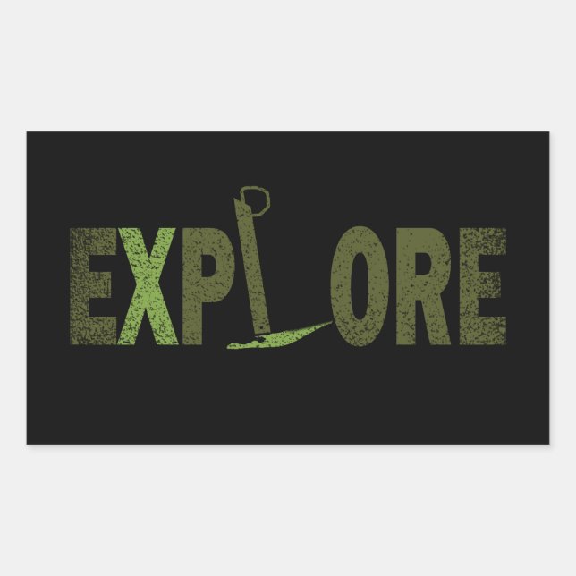 Sticker Rectangulaire Explorez l'explorateur de nature sauvage (Devant)