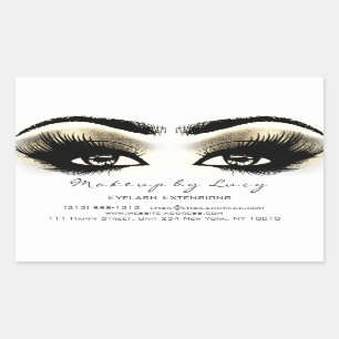 Sticker Rectangulaire Extension Lash Maquillage Beauté Golden Eyes Blanc