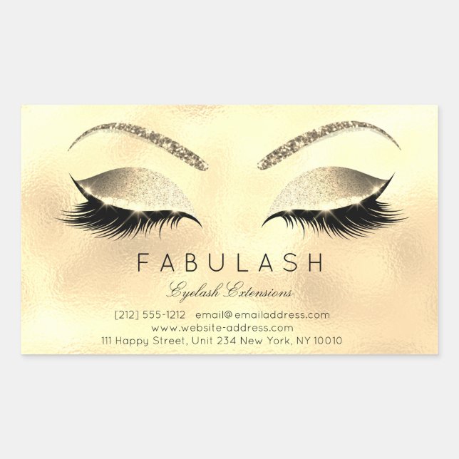 Sticker Rectangulaire Eyelash Extension Maquillage Beauté Salon Glam Par (Devant)
