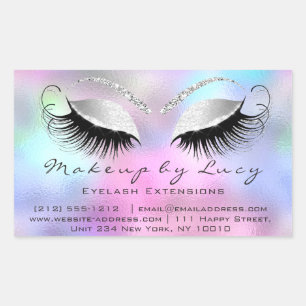 Sticker Rectangulaire Eyelash Extension Maquillage Beauté Salon rose Gre