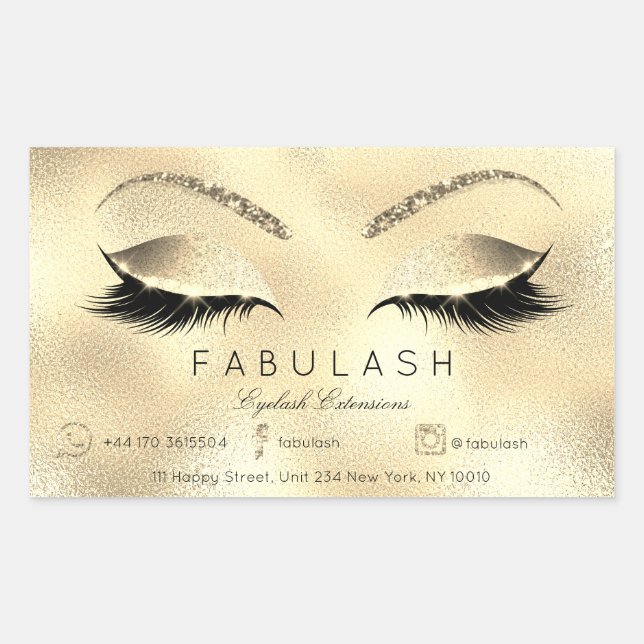 Sticker Rectangulaire Eyelash Extension Maquillage Salon de Beauté Lux G (Devant)