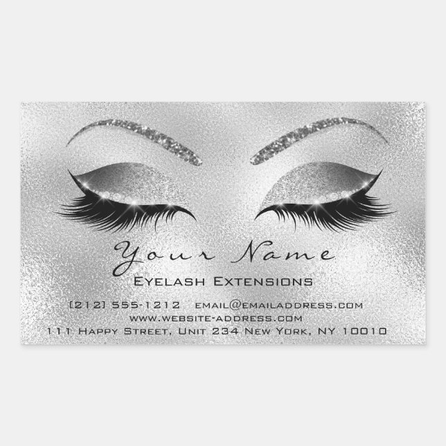 Sticker Rectangulaire Eyelash Extension Maquillage Salon de beauté Silve (Devant)