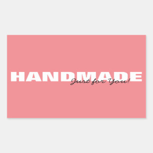 Sticker Rectangulaire Fabriqué à la main de rose moderne pour vous affai