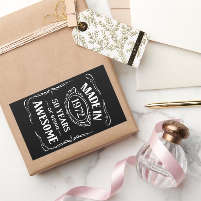 Sticker Rectangulaire Fabriqué en 1972 50 ans d'être génial 2022 anniver (Cadeaux)