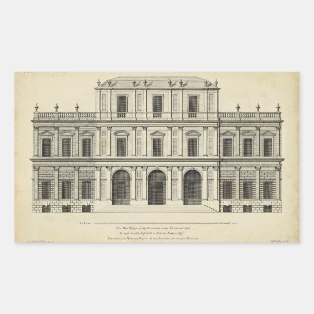 Sticker Rectangulaire Façade de style théâtral de Colen Campbell (Devant)
