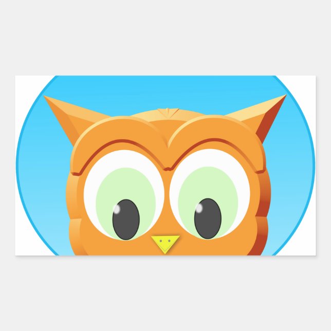 Sticker Rectangulaire Face D'Une Petite Chouette (Devant)