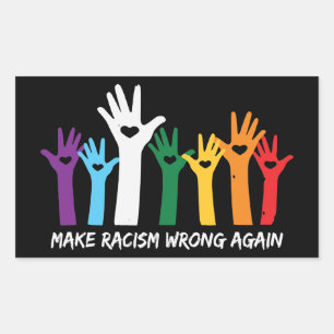 Sticker Rectangulaire Faire du racisme de mauvaises mains de coeur