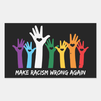 Sticker Rectangulaire Faire du racisme de mauvaises mains de coeur