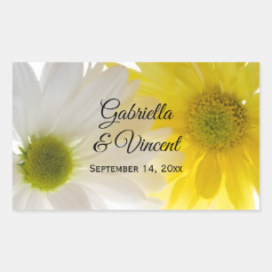 Sticker Rectangulaire Faisceaux Mariages à enveloppe jaune et blanc