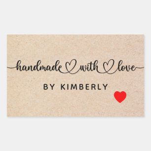 Sticker Rectangulaire Fait à la main avec amour