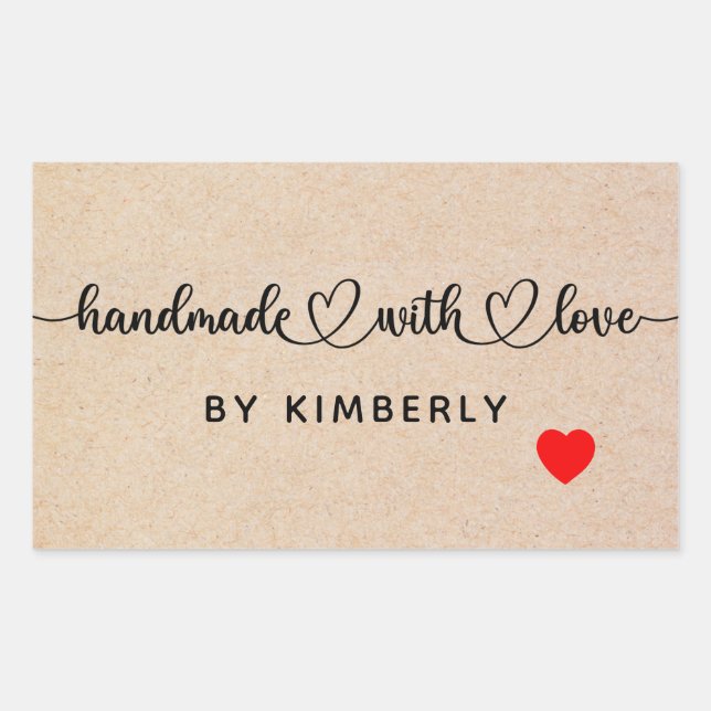 Sticker Rectangulaire Fait à la main avec amour (Devant)