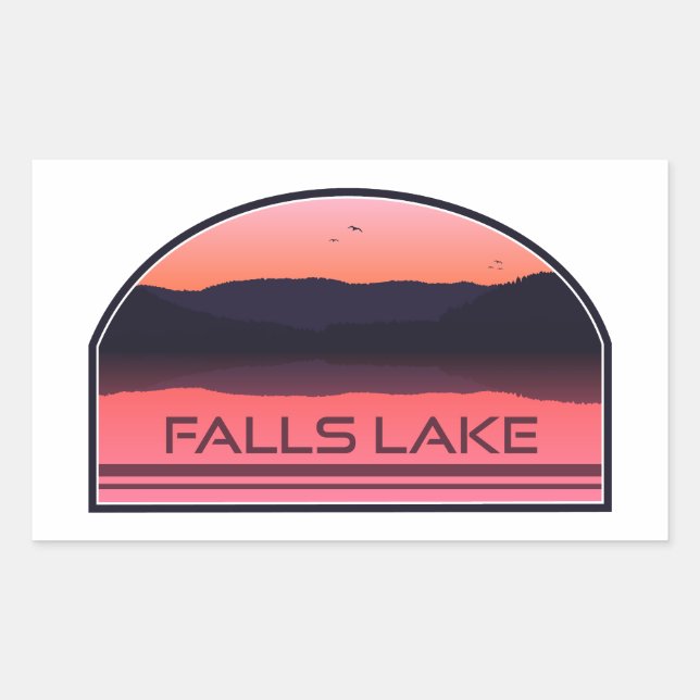 Sticker Rectangulaire Falls Lake North Carolina Red Sunrise (Devant)