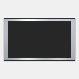 Sticker Rectangulaire Faux Argent Et Noir Élégant Modèle Blanc