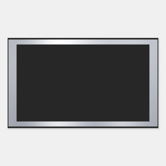Sticker Rectangulaire Faux Argent Et Noir Élégant Modèle Blanc (Devant)