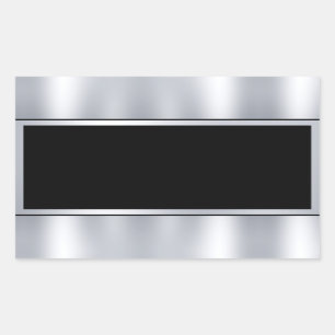 Sticker Rectangulaire Faux Argent Noir Ajouter un texte Modèle blanc per