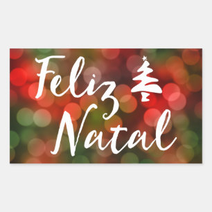 Sticker Rectangulaire Feliz Natal bokeh