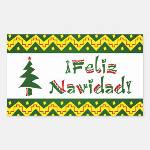 Sticker Rectangulaire Feliz Navidad arriba