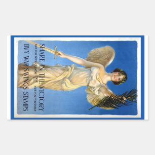 Sticker Rectangulaire Femme ange patriotique vintage, achetez des bons d