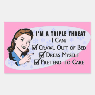 Sticker Rectangulaire Femme sarcastique de Funny Retro 50's : Triple Men