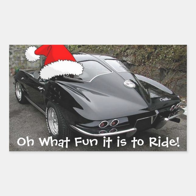 Sticker Rectangulaire Fenêtre Fractionnée Corvette de Noël (Devant)