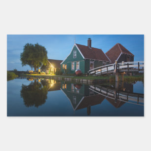 Sticker Rectangulaire Ferme de fromage à twilight en Hollande