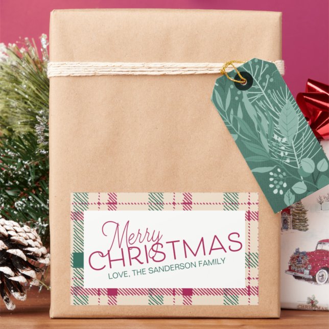 Sticker Rectangulaire Ferme Plaid Joyeux Noël Nom de famille Rectan (Créateur téléchargé)