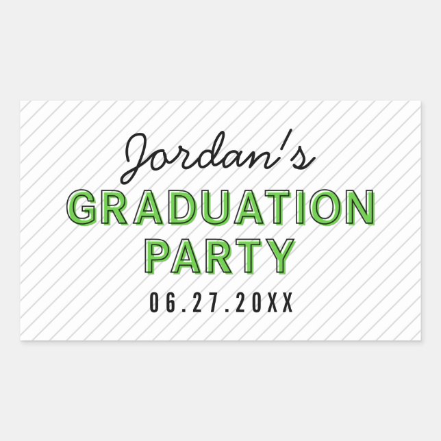 Sticker Rectangulaire Fête de Graduation verte (Devant)