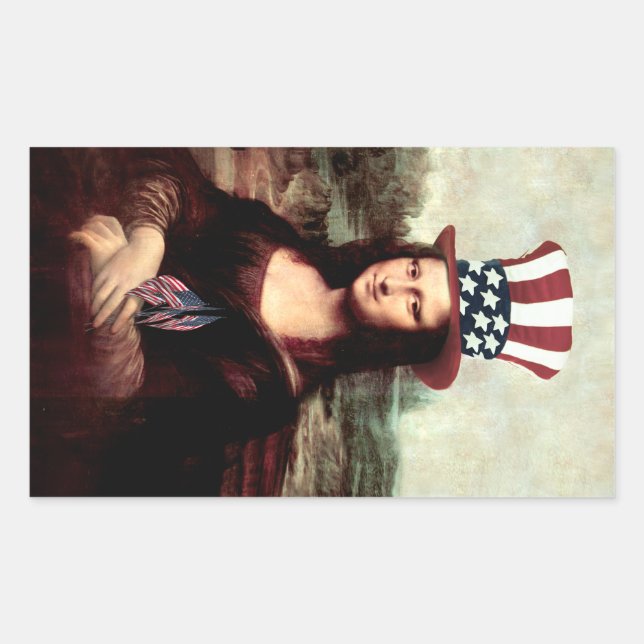 Sticker Rectangulaire Fête de l'indépendance de Mona Lisa (Devant)
