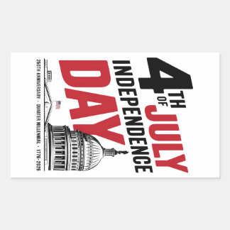 Sticker Rectangulaire Fête de l'Indépendance du 4 juillet 250e Anniversa