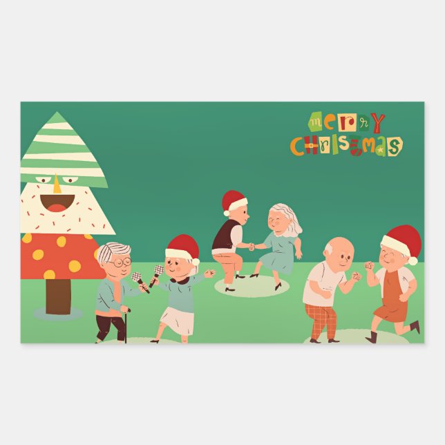 Sticker Rectangulaire Fête de Noël des aînés (Devant)