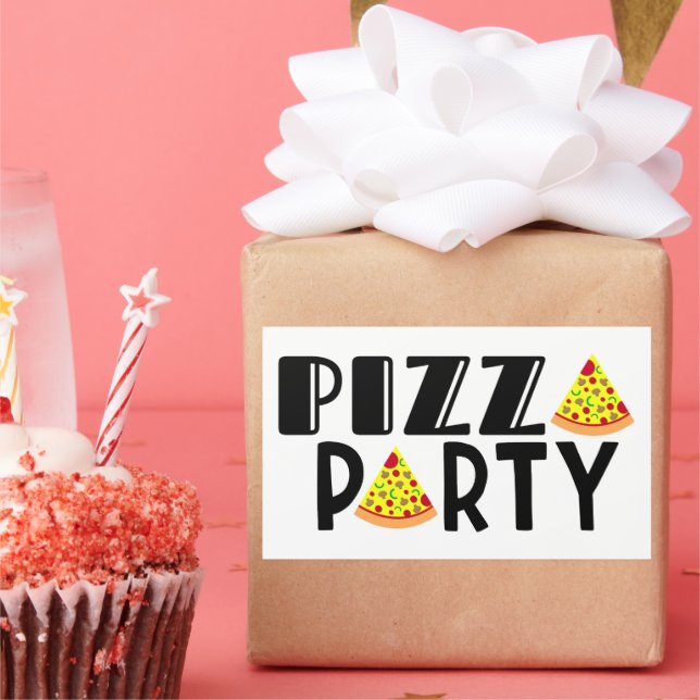 Sticker Rectangulaire Fête de pizza pour enfants Favoriser (Fête)