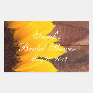 Sticker Rectangulaire Fête des mariées photo de tournesol rustique