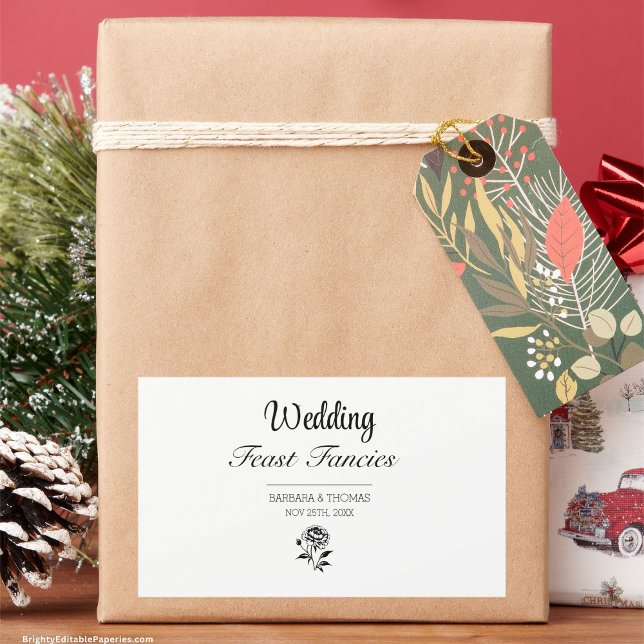 Sticker Rectangulaire Fête mariage Aiguilles Peony Floral Aquarelle (Peony Perfection: Elevate your wedding details with the exquisite charm of Wedding Feast Fancies.)